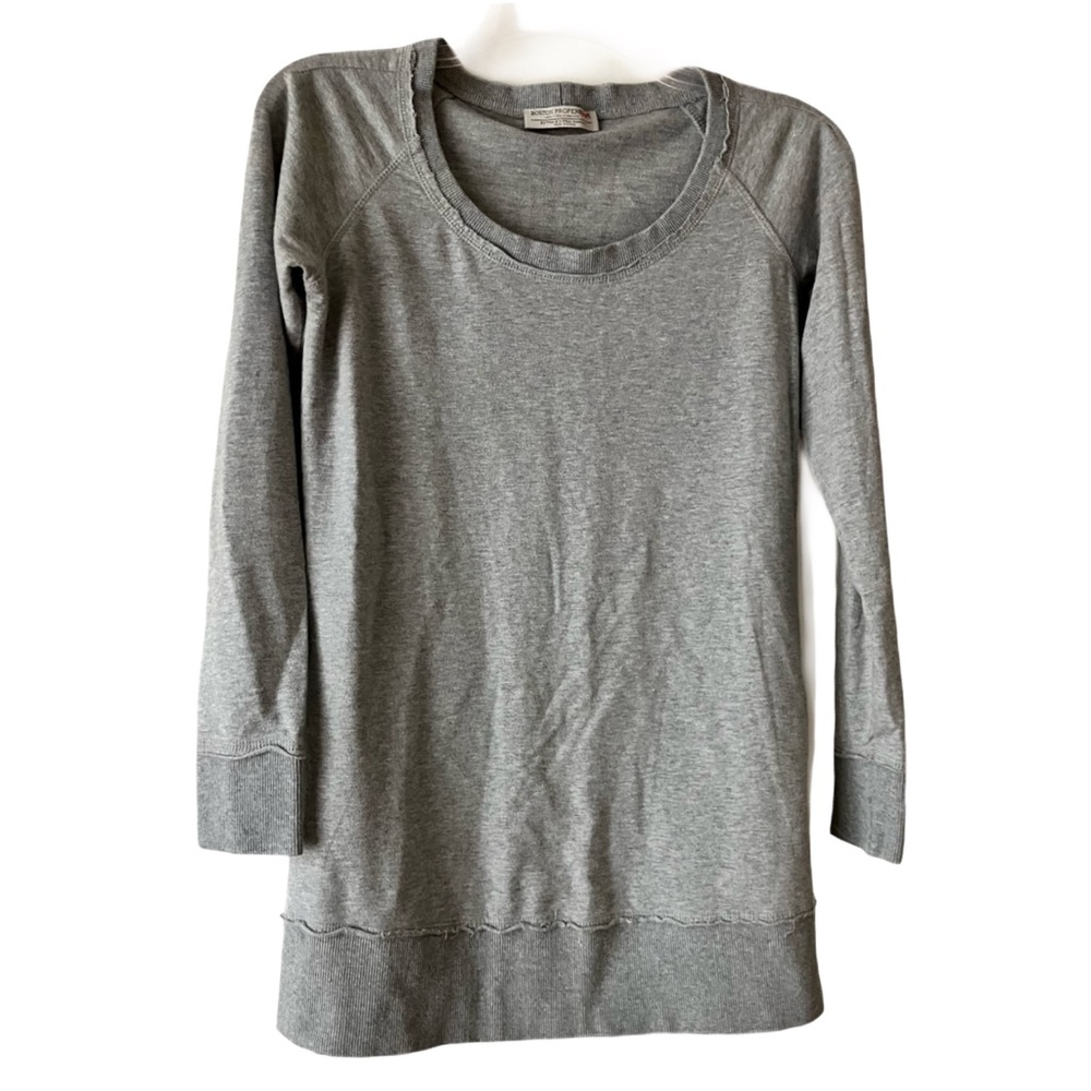 Boston Proper Sport Sweatshirt, Sz. XXS, Gray, Raw Edge Trim, Tunic Length